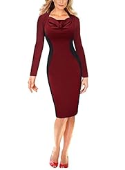 V-neck Cotton/Nylon/Spandex Ruched Illusion Sheath Summer Long Sleeves Knee Length Party Dress 