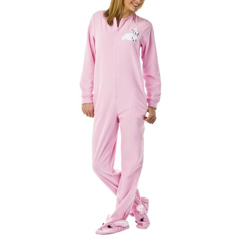 Nick & Nora&reg; Women's Footie PJ - Pink Snow Bunny
