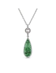 4.76Ct Pear Cut Emerald & Diamond Pendant 18k Gold