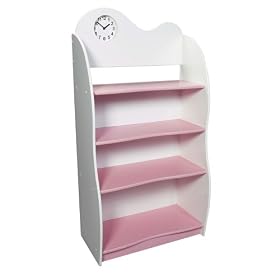 Gift Mark Four Tier Bookcase with Clock, Pink by Gift Mark