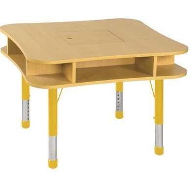 Early Childhood Resource ELR-14105-GYE-TS 36 in. Gray Media Center Table with Yellow Edge and Yellow Toddler Legs Nylon Swivel Glides
