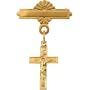14k Yellow Gold Crucifix Baptismal Pin 14x9mm - JewelryWeb