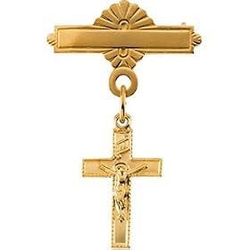 14K Yellow Gold Crucifix Baptismal Pin14. 0 0X 0 9. 0 0 mm by 