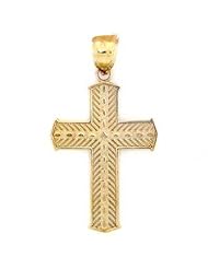 14K Solid Yellow Gold Cross Pendant Charm Jewelry