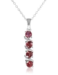 Sterling Silver Garnet Pendant, 18"