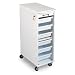 TrippNT 50100 High Density Polyethylene Lockable Narrow Lab Cart with Casters, 12" Width x 35" Height x 16.5" Depth, 6 Drawers