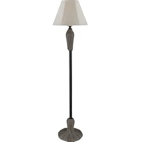 Royce Lighting RLFL1000-50 Rattan Collection Indoor/Outdoor Floor Lamp, Beige Fabric Shade, Dark Tan Finish