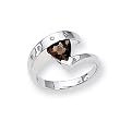 Smokey Quartz and Diamond Sterling Silver Ring (Sizes 6-8)