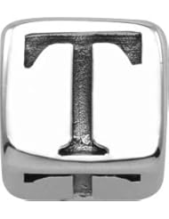 Persona Sterling Silver Sterling Silver Initial "T" Charm fits Pandora, Troll & Chamilia European Charm Bracelets