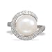 Rhodium Plated Ring with Cultured Freshwater Pearl Wrapped in CZs