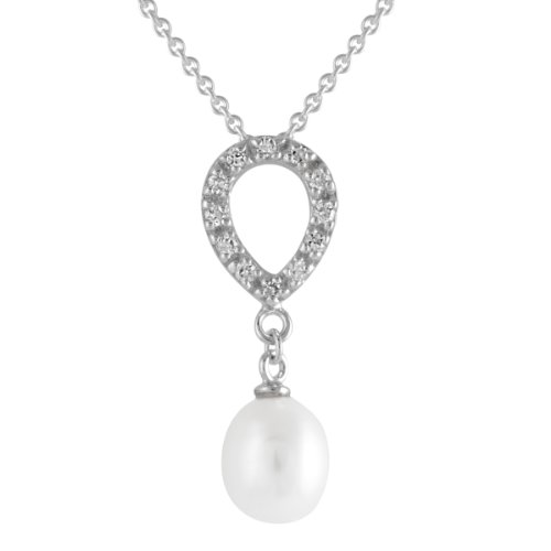 Bella Donna Damen-Collier 925 Sterlingsilber 1 S&uuml;&szlig;wasser-Zuchtperle 8,5-9,0 mm weiss 6 Zir Preisvergleich