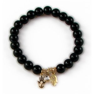 Black Agate Vermeil Hamsa Bracelet by