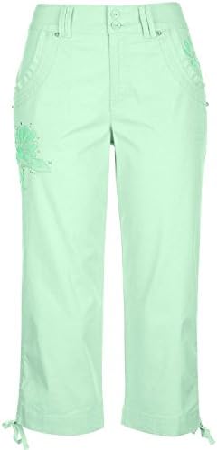 Gloria Vanderbilt Annaliese Stretch Embroidery Drawstring Bottom Capri (6, Hint of mint)