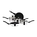 Prestige Stainless Steel 5-Piece Cookware Set includes 14 cm/ 16 cm/ 18 cm Saucepan and 20 cm/ 24 cm Frypan