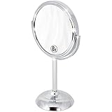 Decobros 6-inch Tabletop Two-Sided Swivel Vanity Mirror with 8x Magnification, 11-inch Height, Chrome Finish