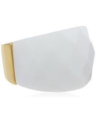 18kt Gold Plated Stainless Steel with Simulated Agate Faceted Stone Ladys Ring, Size 7