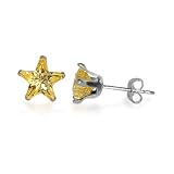 6 MM Star Citrine Cubic Zirconia .925 Sterling Silver Post Stud Earrings