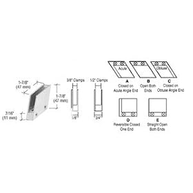 CRL 1/2" Chrome 128 Degree Slant Obtuse End Clamp Type "C" Stair and Walkway Railings