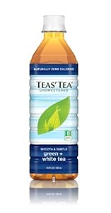 Teas' Tea, Unsweetened Green & White Tea, 16.9 Ounce (Pack of 12)