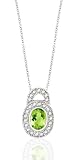 1.15 TCW GENUINE OVAL PERIDOT & DIAMOND 14K PENDANT