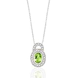 1.15 TCW GENUINE OVAL PERIDOT and DIAMOND 14K PENDANT