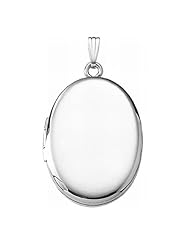 14k White Gold Oval Locket 3/4 inch x 1 1/4 inch 14K White Gold