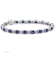 6.65ct Sapphire & Diamond Accented Bracelet 14k