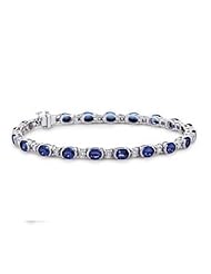 6.65ct Sapphire & Vs Diamond Accented Bracelet 14k