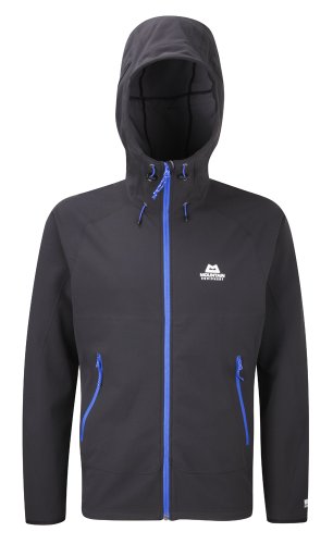 Mountain Equipment Herren Softshell Jacke Trojan Hooded, black/blue zip, L, 8410-879-121-L