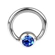 14 Gauge 5/16" Sapphire Austrian Crystal BCR Captive Ring