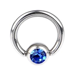 14 Gauge 5/16" Sapphire Austrian Crystal BCR Captive Ring