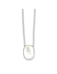 Sterling Silver Bean Pendant w/ 16in Chain Necklace. Metal Wt- 3.95g