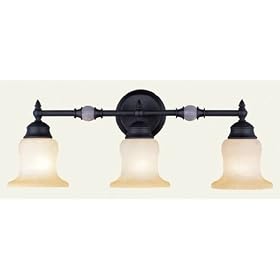 Belle-Meade-07 - 3 Light Bathroom Lighting Vanity Fixture - Bronze - Honey Scavo Art Glass... by Livex Lighting