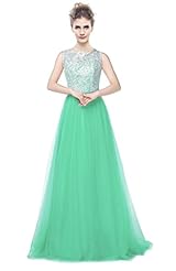 2015 Tulle  Sheer Lace Evening Dress/Bridesmaid Dress/Prom Dress  with a Brush/Sweep Train  With Ruffles