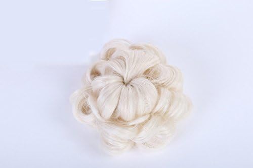 Beauty Wig World Women Synthetic Scrunchie Dount Drawstring Hairpiece Big Curly Hair Bun 1pcs #Bleach Blonde
