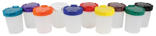 Sargent Art 22-1610 No-Spill Paint Cups with Color-Coded Lids, Set of 10