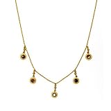 24k Yellow Gold Garnet Necklace - 16 Inch