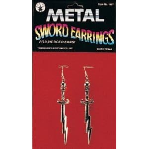 Metal Pierced Halloween Earrings - Sword
