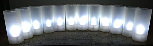 Songkran Frosted Votive Flameless Tea Lights - 12 Flickering LED Tealight Votive Candles Set