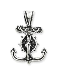 Sterling Silver Antiqued Mariners Crucifix Pendant QC4981"
