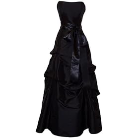 Strapless Taffeta Bridesmaid Prom Holiday Formal Gown Long Dress