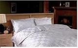 1000 TC Italian Check Duvet Set White Full Queen