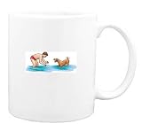 Mug with male, familiaris, body, individuals, individual, domestic, humans, person, dog, water, human, boy, persons, dogs, play, canis, people, child
