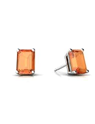 Genuine Fire Opal 14kt White Gold Stud Earrings