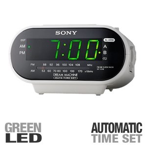 Sony ICF-C318 Automatic Time Set Clock Radio with Dual Alarm (White)