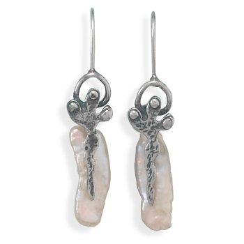 Baroque Cultured Freshwater Pearl Earrings 925 Sterling Silver