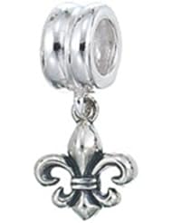 Zable (tm) Sterling Silver Dangle Fleur De Lis Bead / Charm