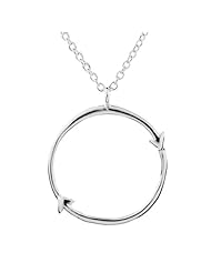 Round Arrow Sterling Silver Circle Necklace 925 - 28mm