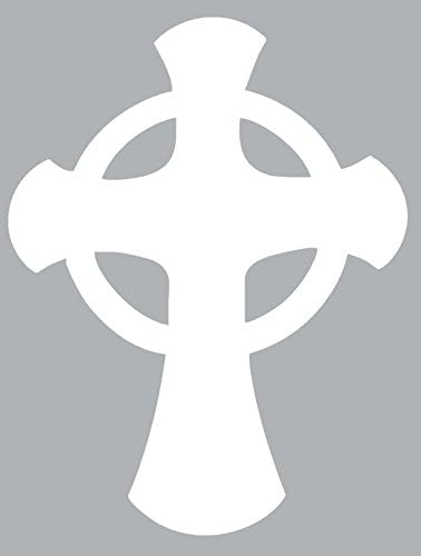 5"h X 3.85"w Cross. Black or White, Decal, Sticker (White, 5"h X 3.85"w)