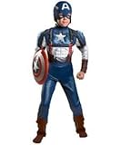 Disguise Classic Muscle Captain America Movie Costume-Multicoloured-M